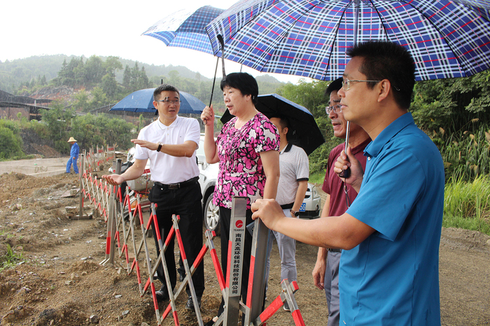 龙南县委书记缪兰英视察我司临塘稀土矿山尾水收集处理站建设项目